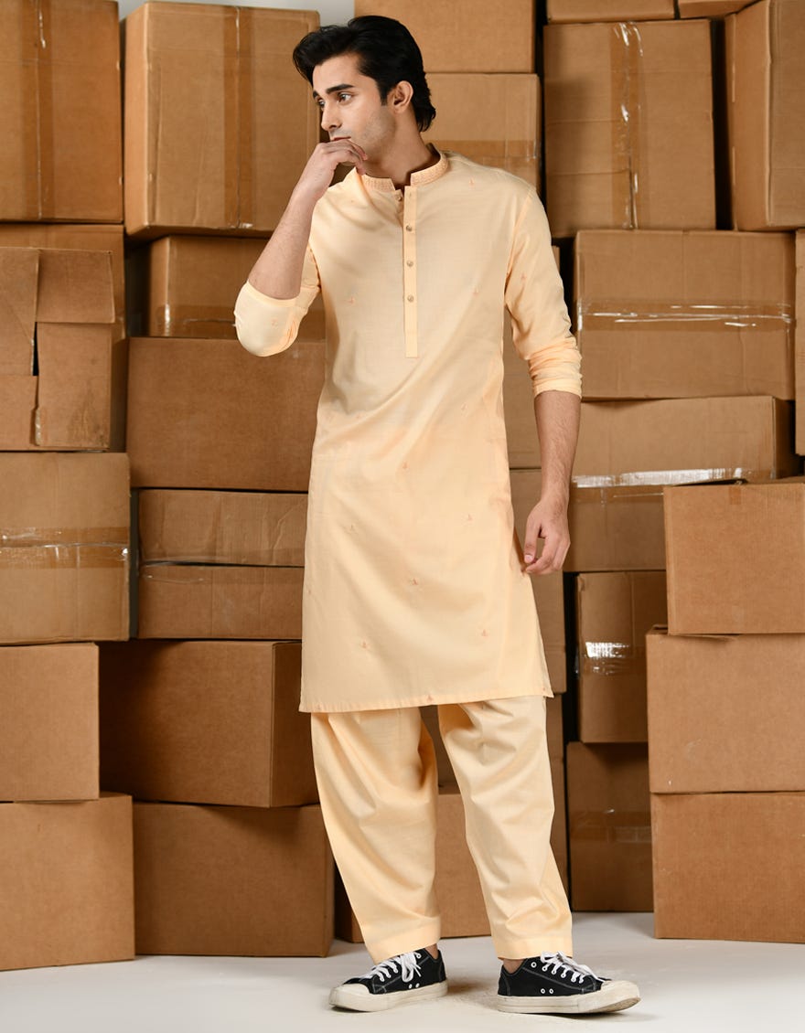 PEACH COTTON KAMEEZ SHALWAR | JTKS-A-34813