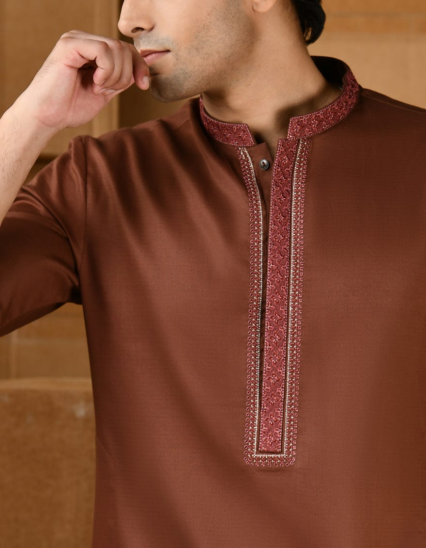 BROWN COTTON KAMEEZ SHALWAR | JTKS-A-34818