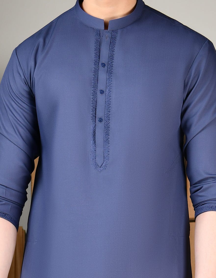 INK BLUE BLENDED KAMEEZ SHALWAR | JTKS-A-34826