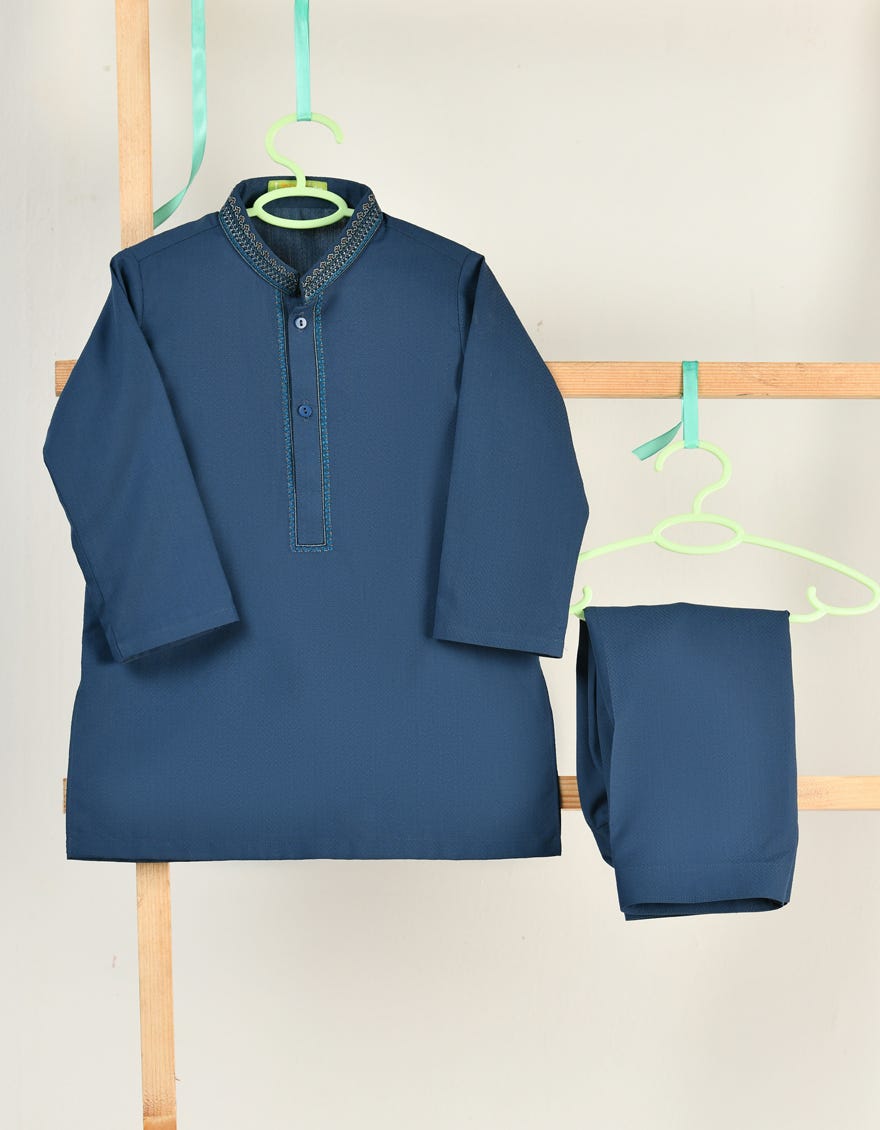 TEAL BLUE BLENDED KAMEEZ SHALWAR | JJIKS-A-34844