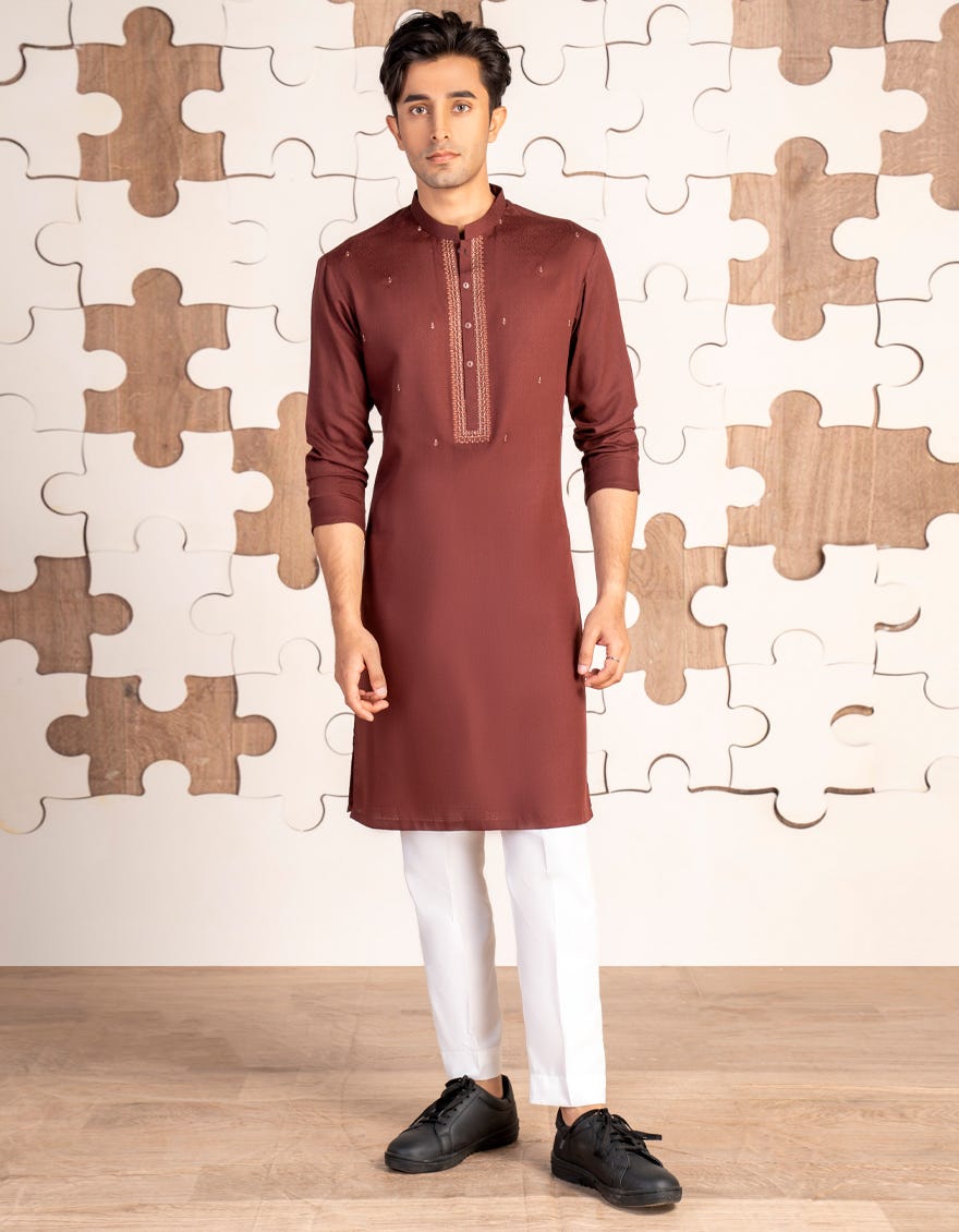BROWN BLENDED KURTA | JTK-A-34846