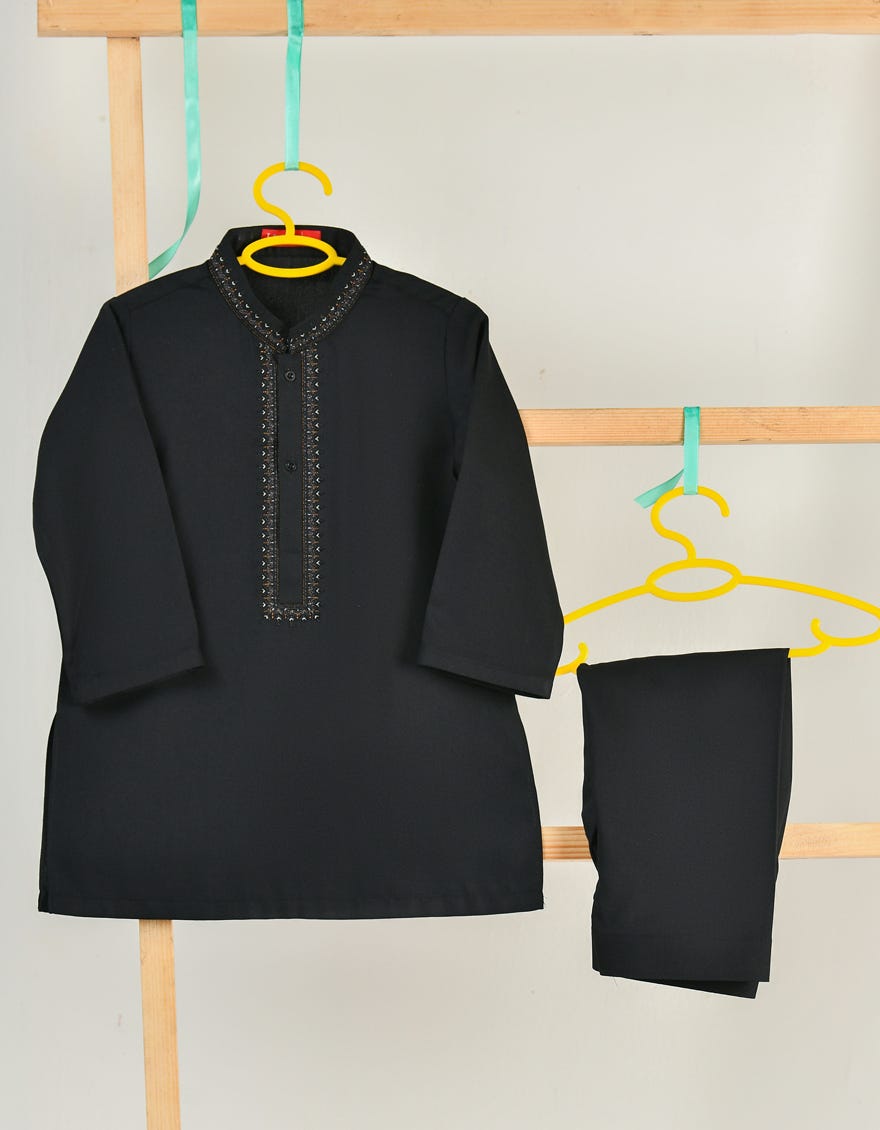 BLACK BLENDED KAMEEZ SHALWAR | JJIKS-A-34849