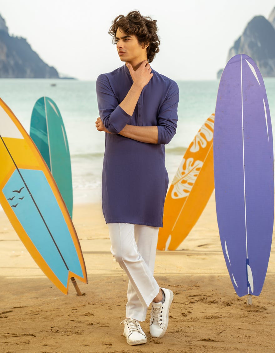 INK BLUE COTTON KURTA | JTK-A-34864