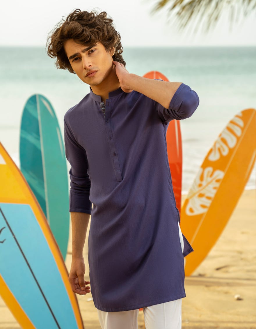 INK BLUE COTTON KURTA | JTK-A-34864