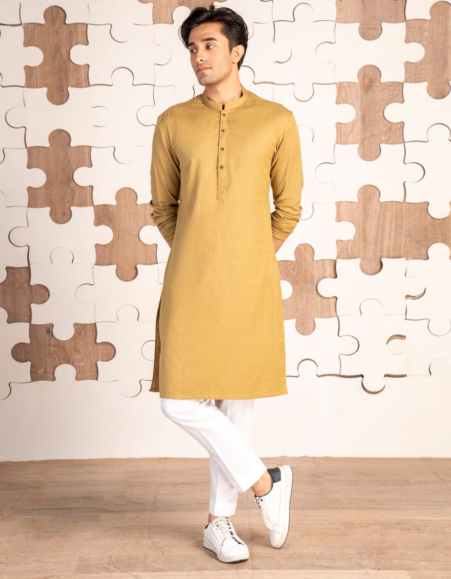GOLDEN COTTON KURTA | JTK-A-34866