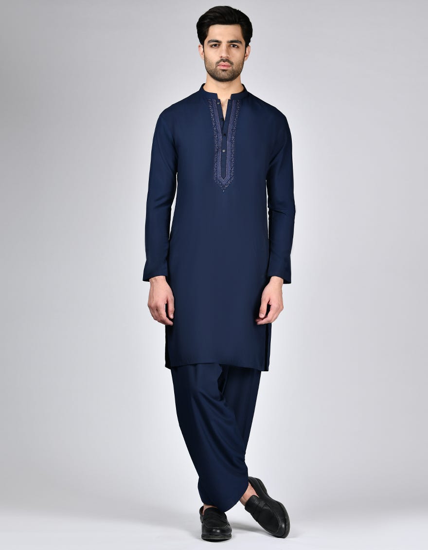 BLUE BLENDED KAMEEZ SHALWAR | JTKS-A-34891