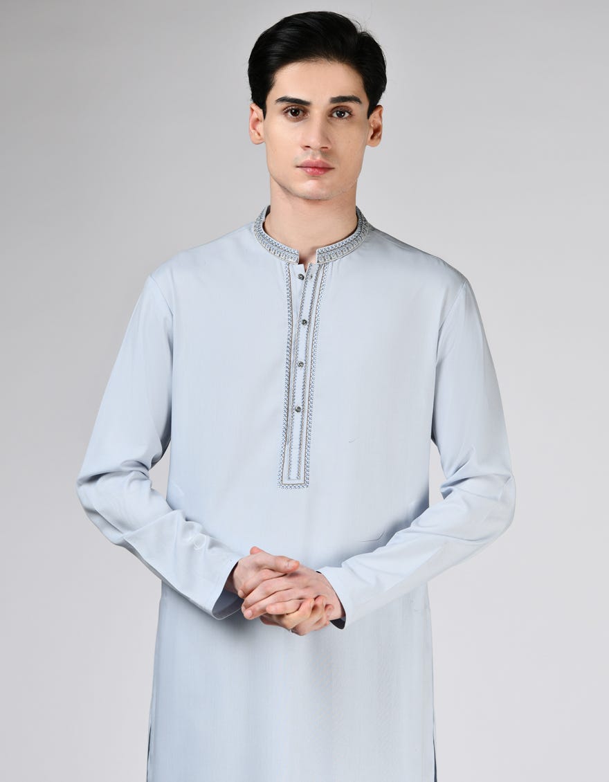 DULL GREY BLENDED KAMEEZ SHALWAR | JTKS-A-34894