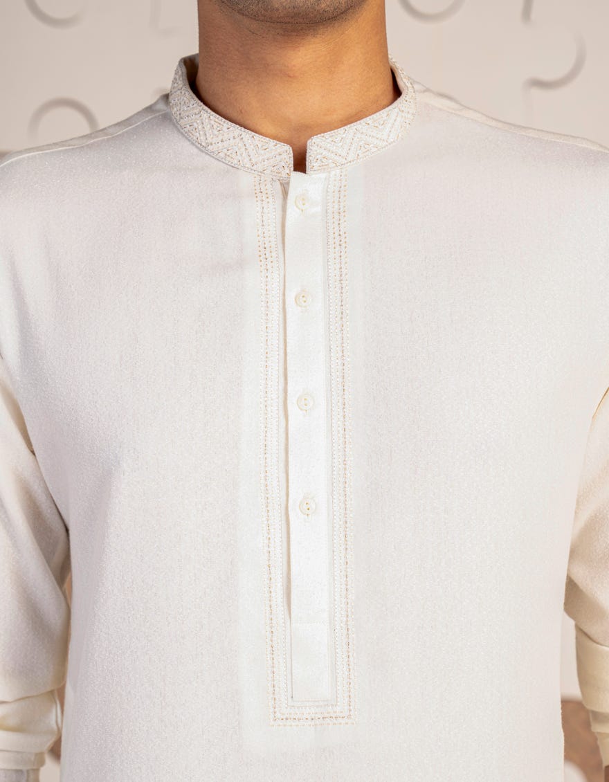 OFF WHITE BLENDED KAMEEZ SHALWAR | JTKS-A-34897