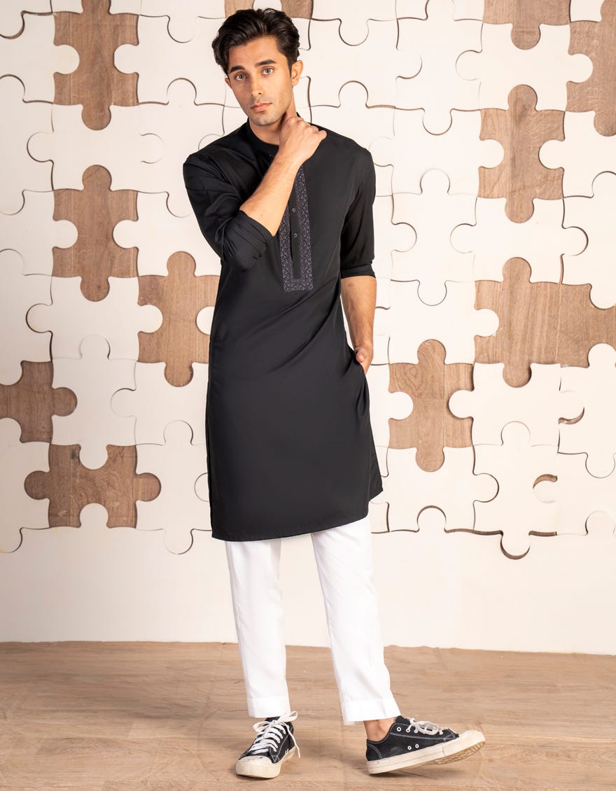 BLACK BLENDED KURTA | JTK-A-34900