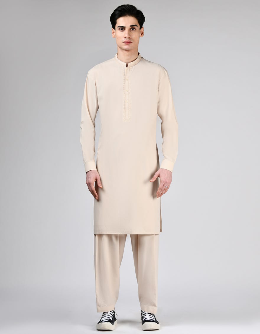 LIGHT PEACH BLENDED KAMEEZ SHALWAR | JTKS-A-34918
