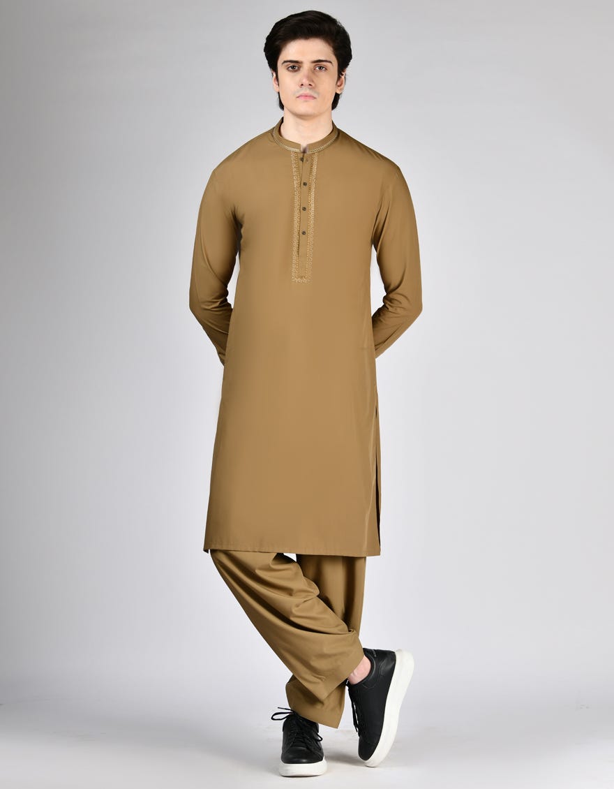CAMEL BROWN BLENDED KAMEEZ SHALWAR | JTKS-A-34921