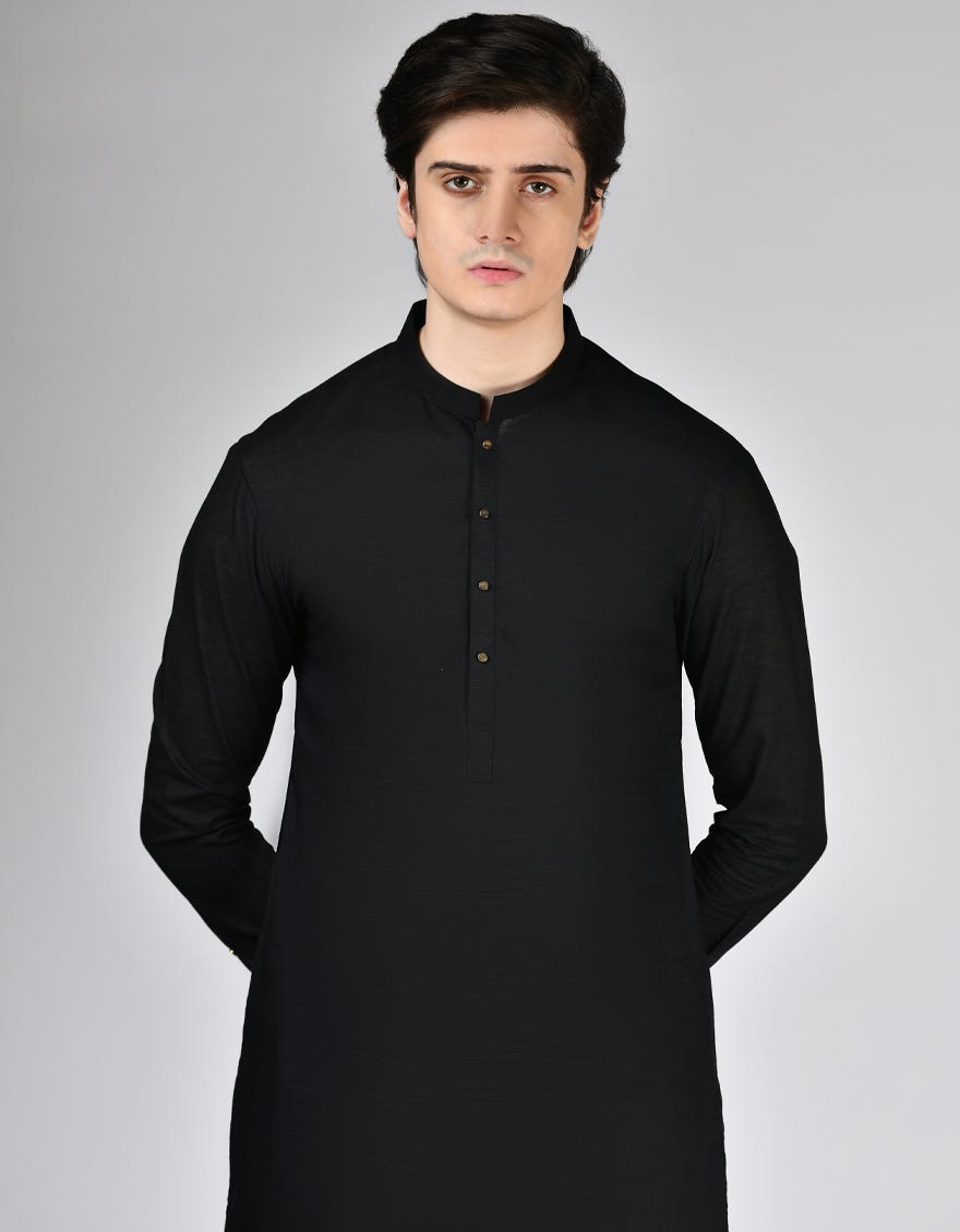 BLACK COTTON KAMEEZ SHALWAR | JTKS-A-46500