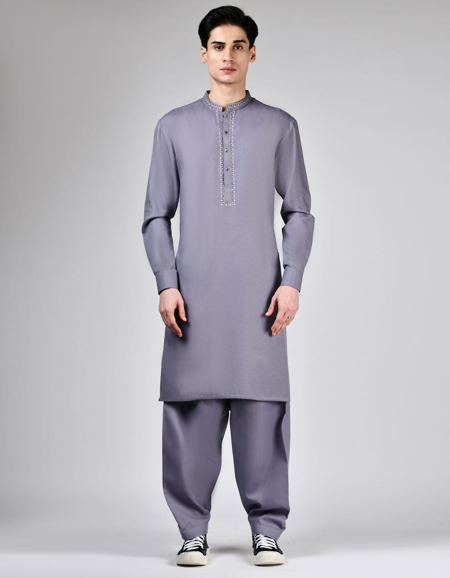 LIGHT PURPLE BLENDED KAMEEZ SHALWAR | JTKS-A-34924