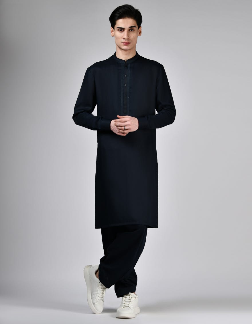 NAVY BLUE BLENDED KAMEEZ SHALWAR