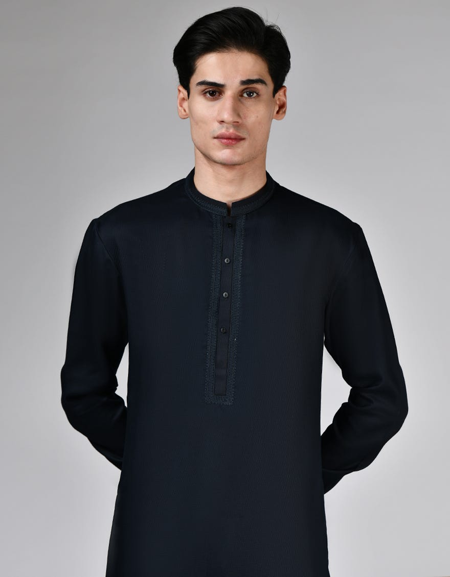 NAVY BLUE BLENDED KAMEEZ SHALWAR