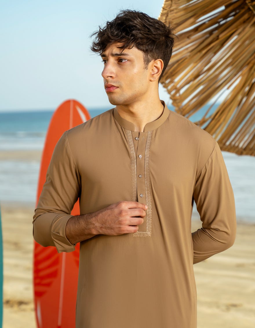 BROWN BLENDED KAMEEZ SHALWAR | JTKS-A-34972