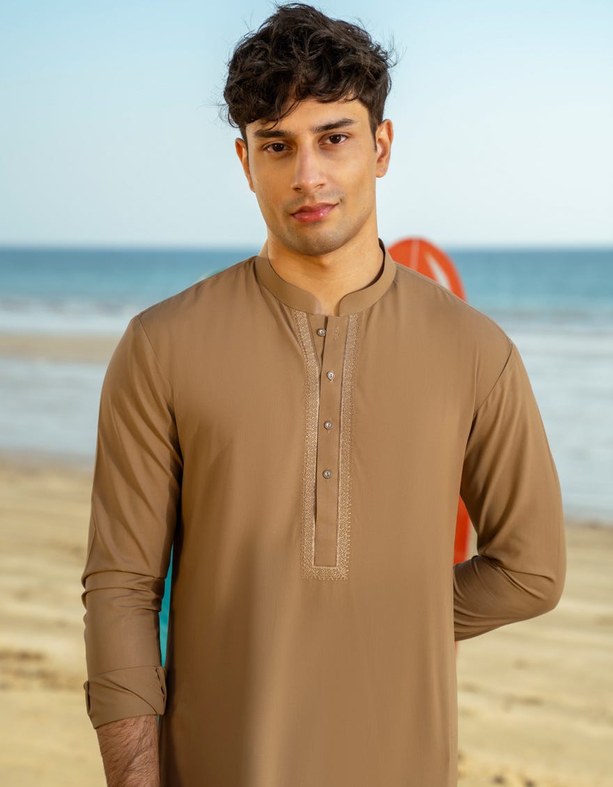 BROWN BLENDED KAMEEZ SHALWAR | JTKS-A-34972