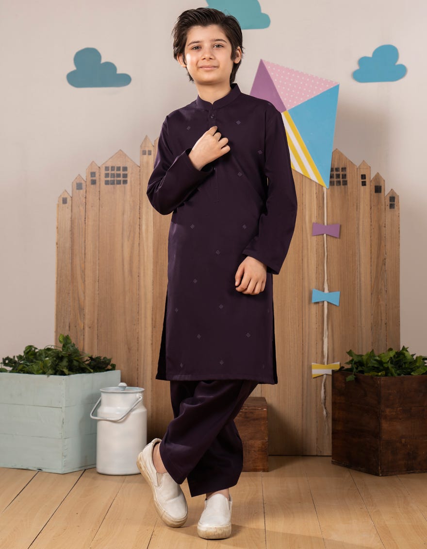 DARK PURPLE BLENDED KAMEEZ SHALWAR | JCKS-A-34980