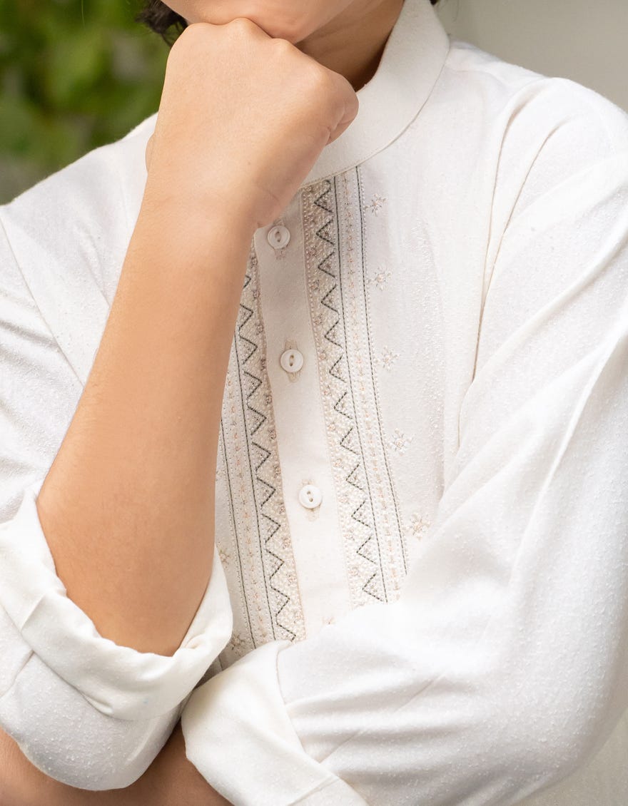 OFF WHITE BLENDED KAMEEZ SHALWAR | JCKS-A-34986