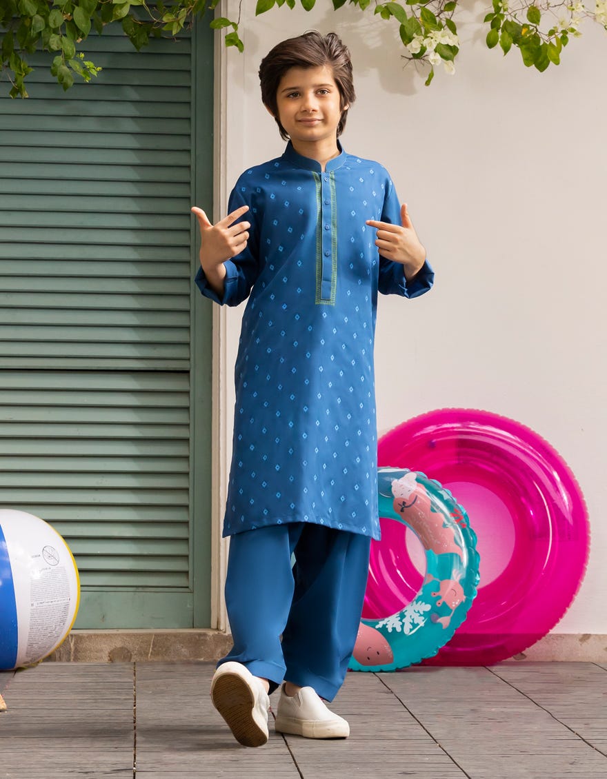 BLUE BLENDED KAMEEZ SHALWAR | JCKS-A-34993