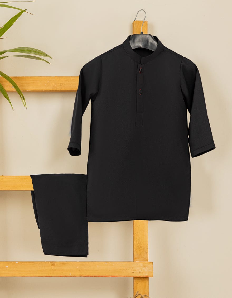 Black Blended Kameez Shalwar | Jjiks-A-35836-R7