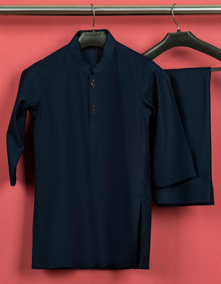 Navy Blue Blended Kameez Shalwar | Jjiks-S-35833-R5