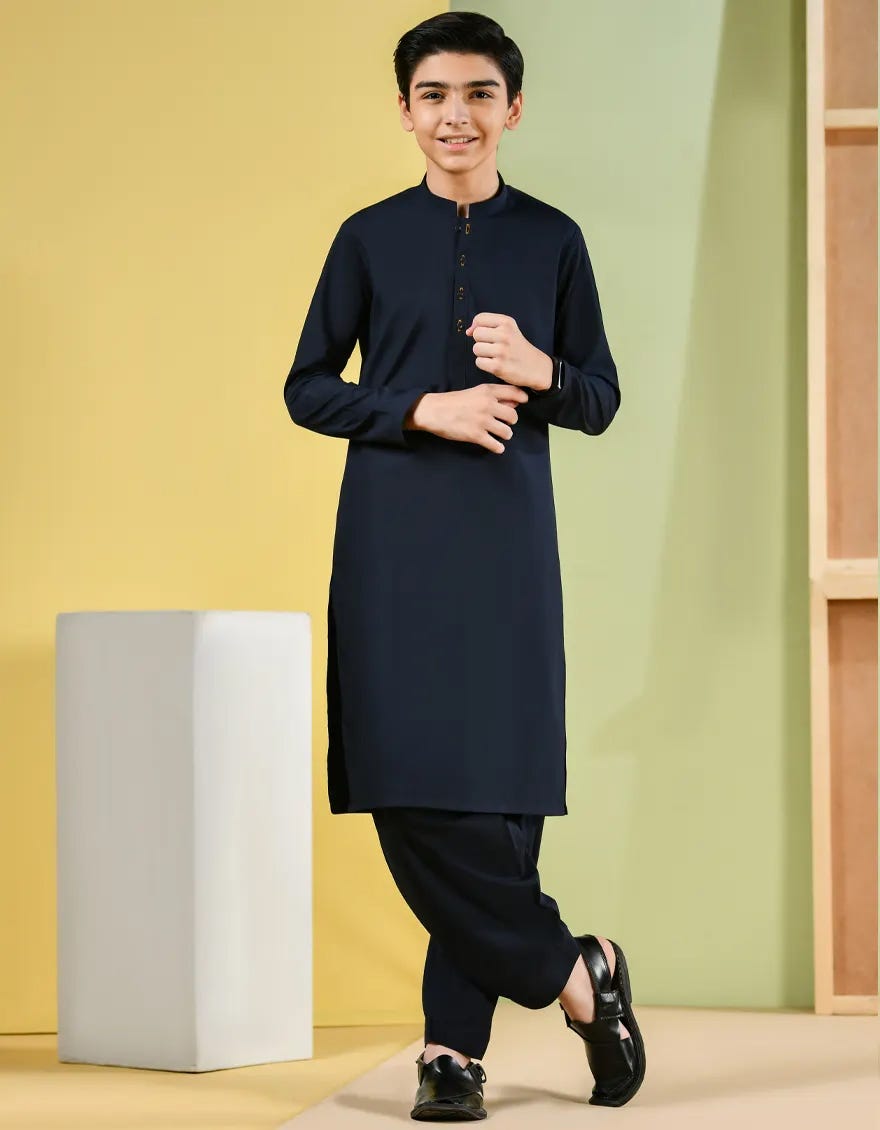 NAVY BLUE PLAIN KAMEEZ SHALWAR