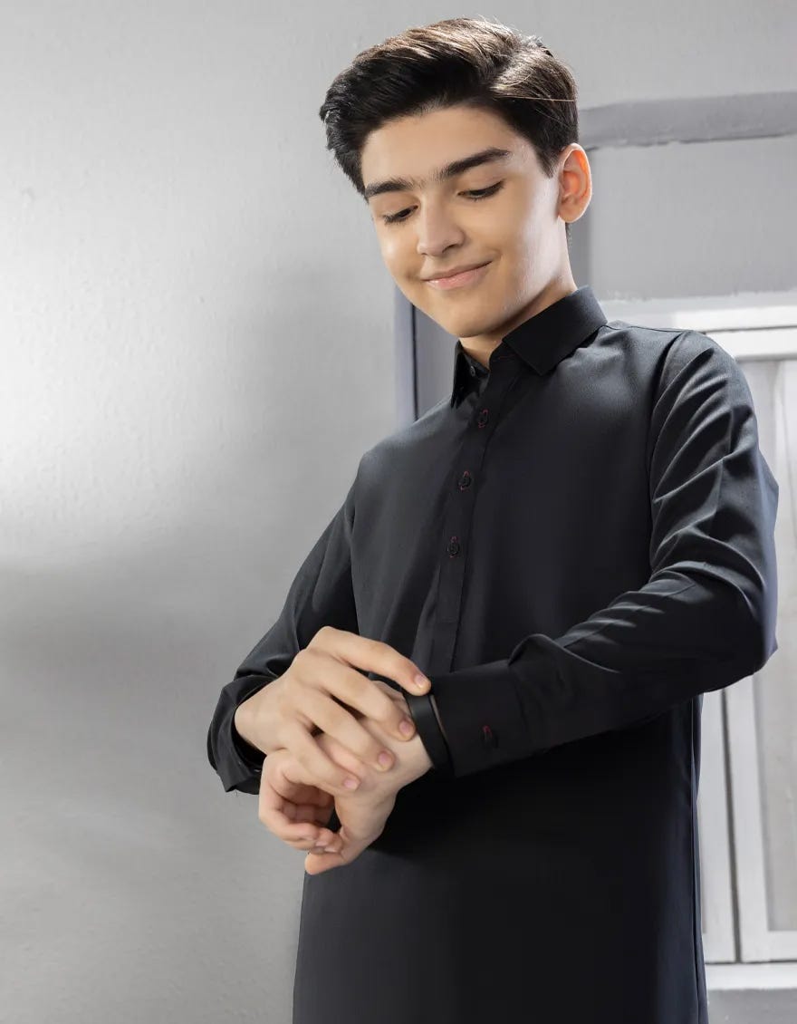 BLACK PLAIN KAMEEZ SHALWAR
