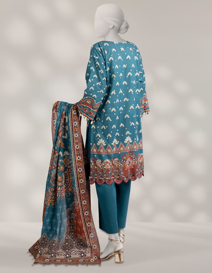 MULTICOLOR CAMBRIC EMBROIDERED UNSTITCHED 3PC