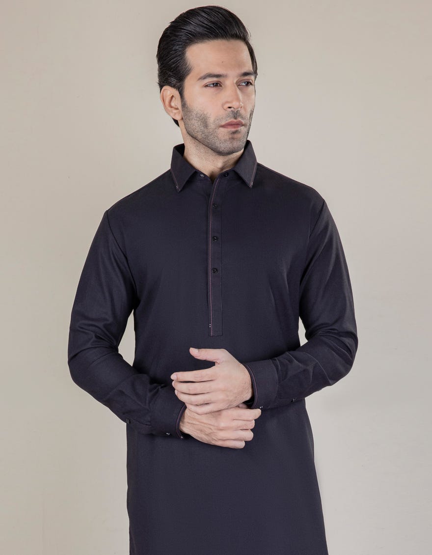 Brown Blended Men's Kameez Shalwar | Jjks-W-36968