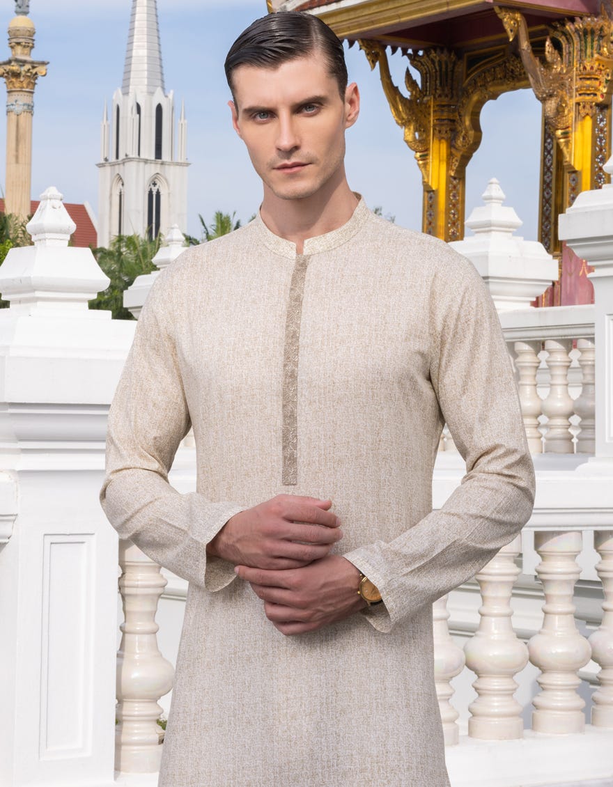 Off White Cotton Men's Kurta | Jjk-S-36976