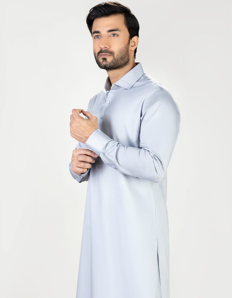 Smoke Grey Cotton Men's Kameez Shalwar | Jjks-S-36982