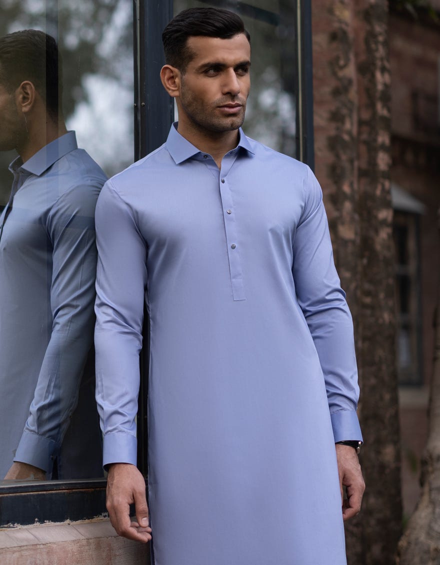 Lavender Cotton Men's Kameez Shalwar | Jjks-S-36996
