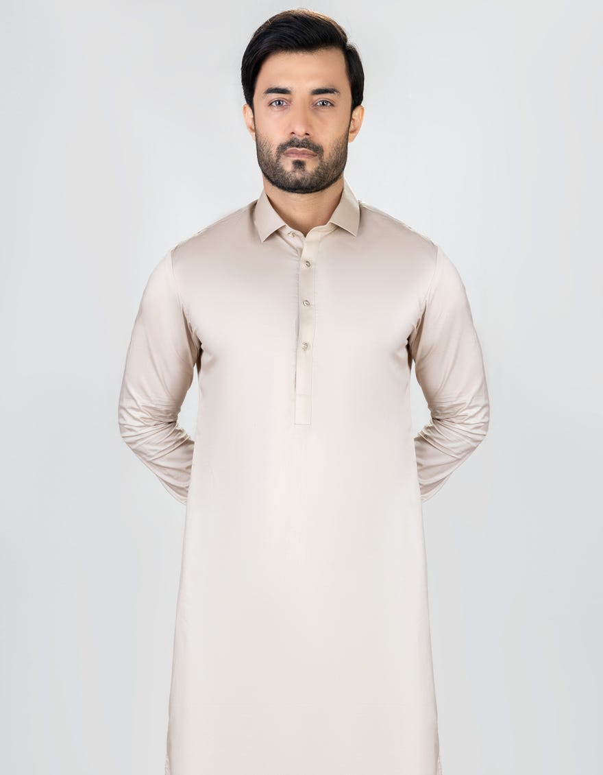 Fawn Cotton Men's Kameez Shalwar | Jjks-S-36997