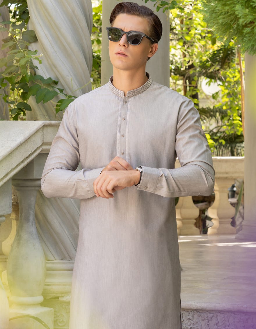 Stone Blended Men's Kameez Shalwar | Jjks-S-37656