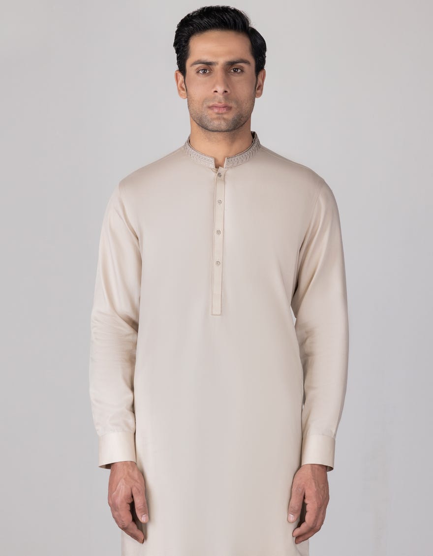 Fawn Cotton Men's Kameez Shalwar | Jjks-S-37660