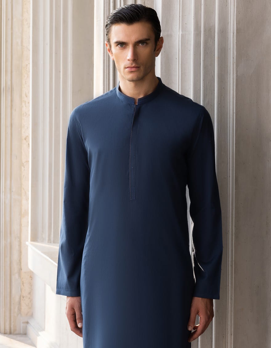 Blue Cotton Men's Kurta | Jjk-A-37684