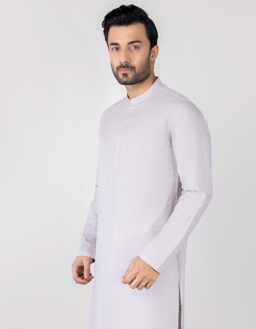 Light Purple Cotton Men's Kurta | Jjk-S-37706