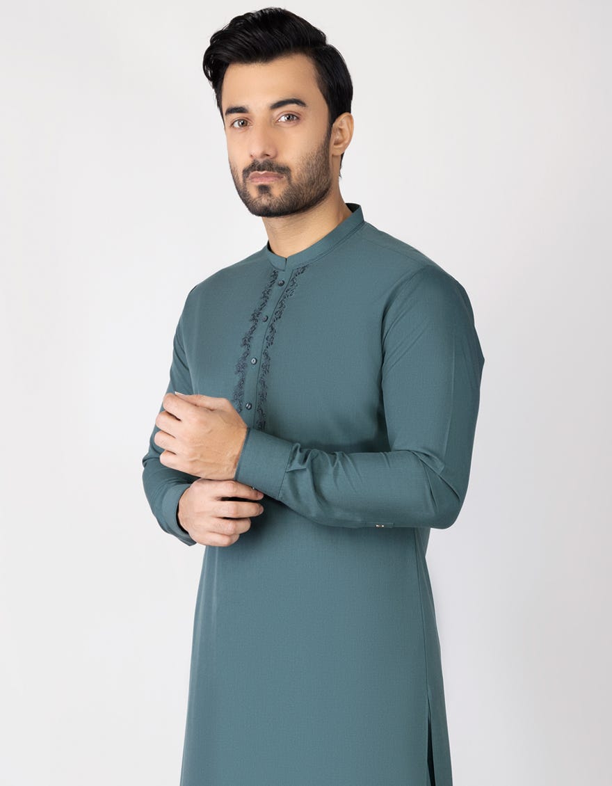 GREEN BLENDED KAMEEZ SHALWAR | JJKS-S-37717