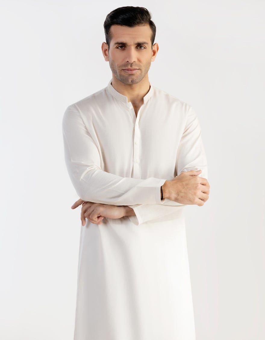 Off White Cotton Men's Kurta | Jjk-S-37729
