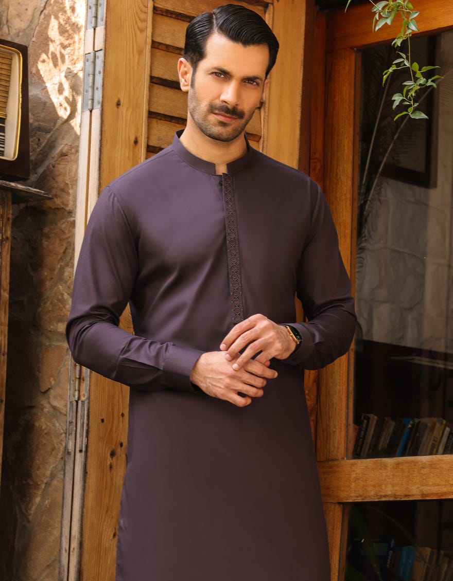 Oak Black Cotton Men's Kameez Shalwar | Jjks-S-37741