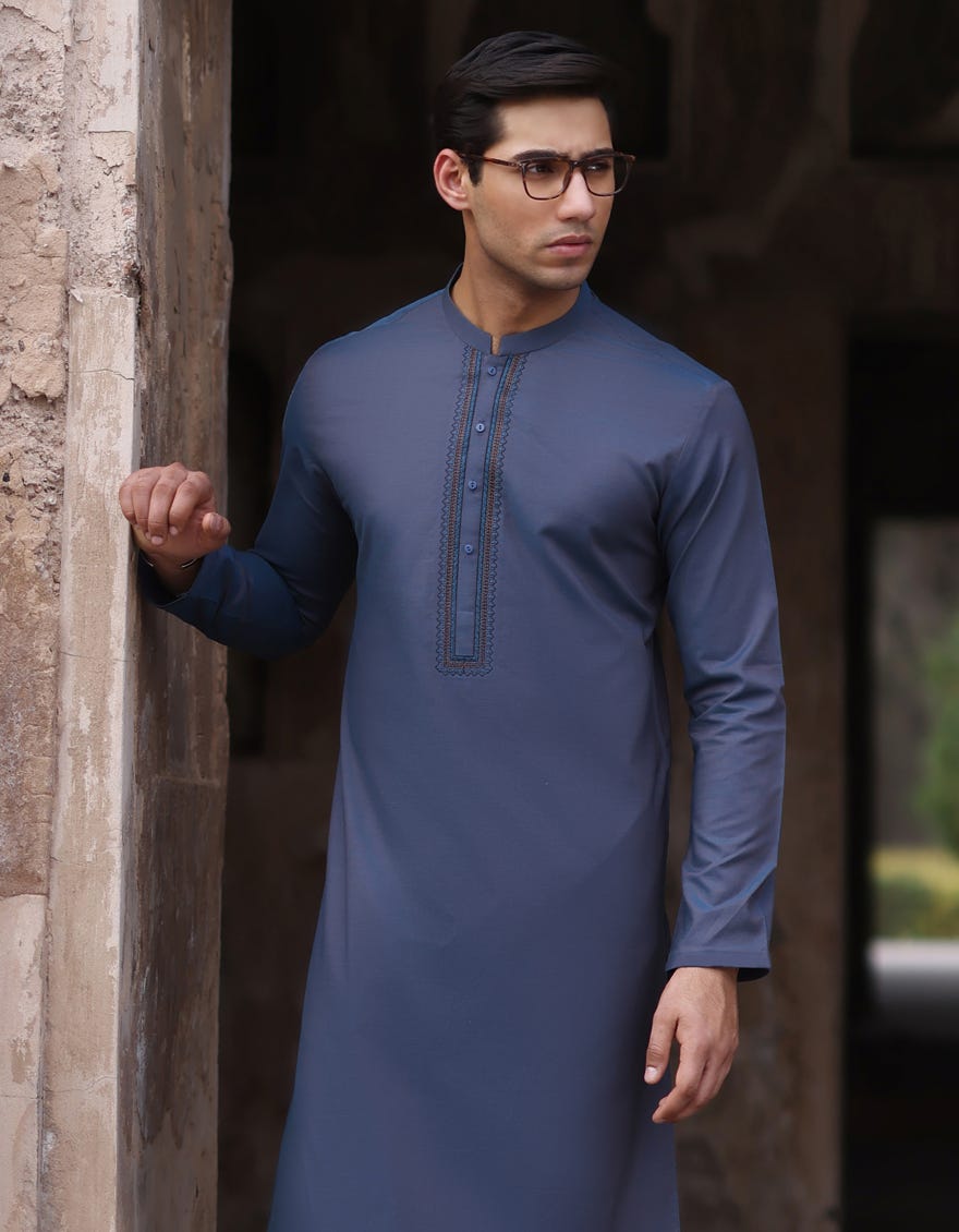 Blue Cotton Men's Kurta | Jjk-S-37747