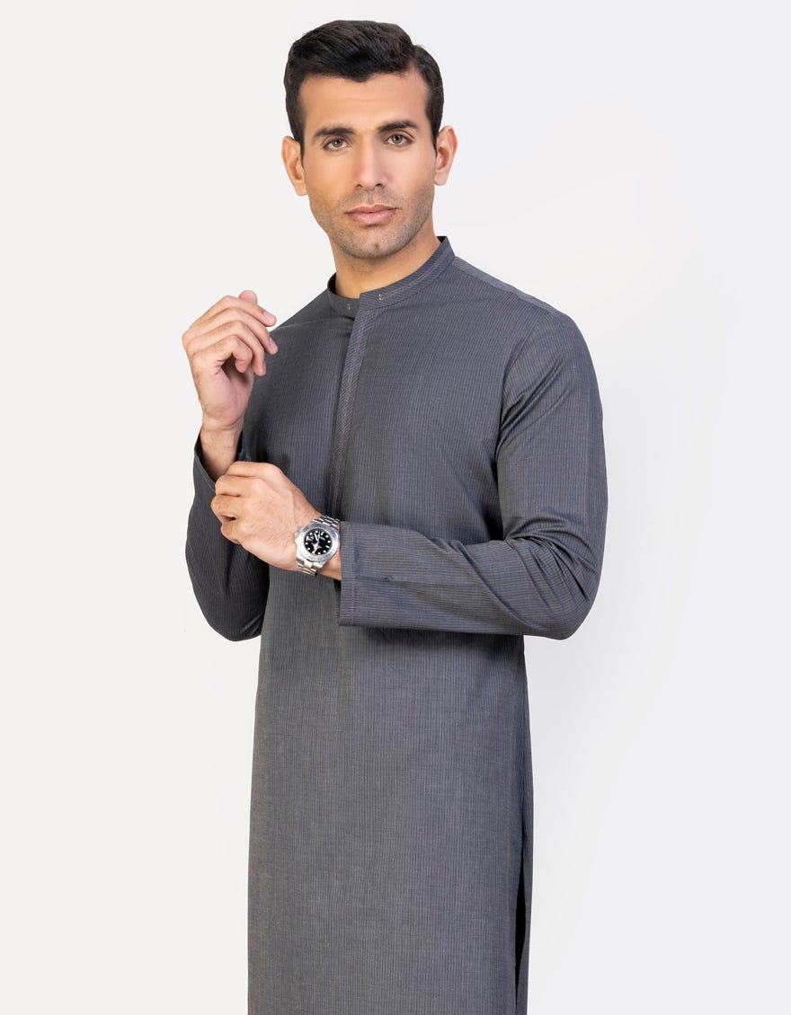 Charcoal Cotton Men's Kurta | Jjk-A-37759