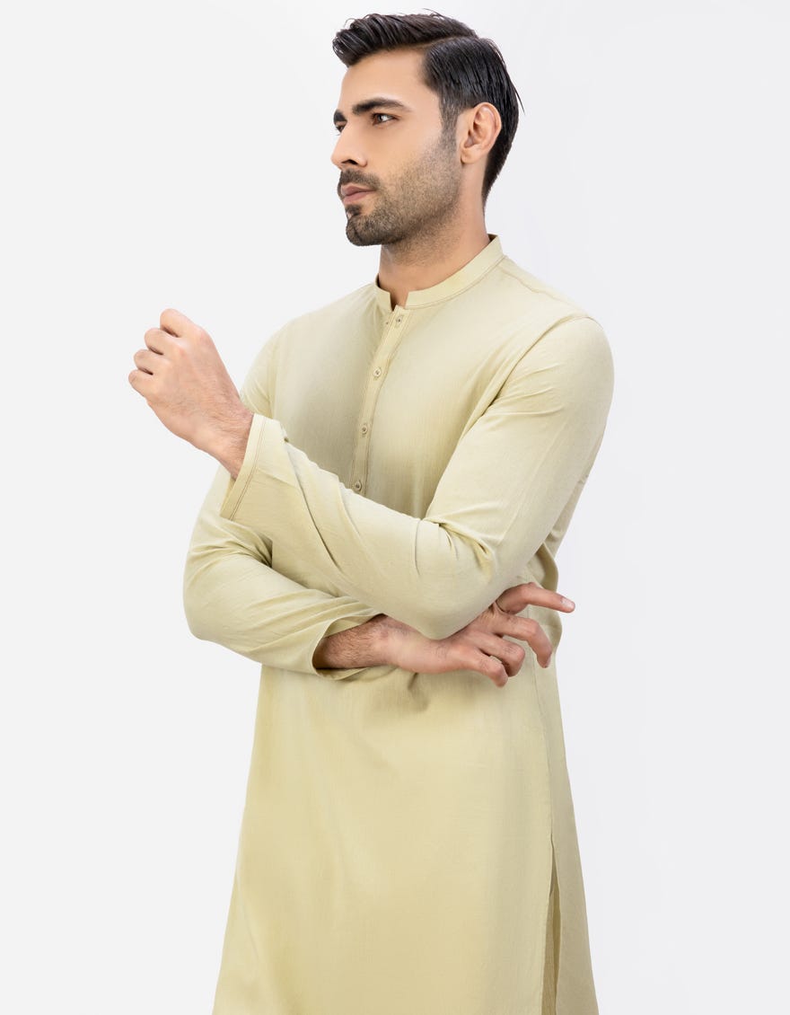 Light Green Cotton Men's Kurta | Jjk-S-37766