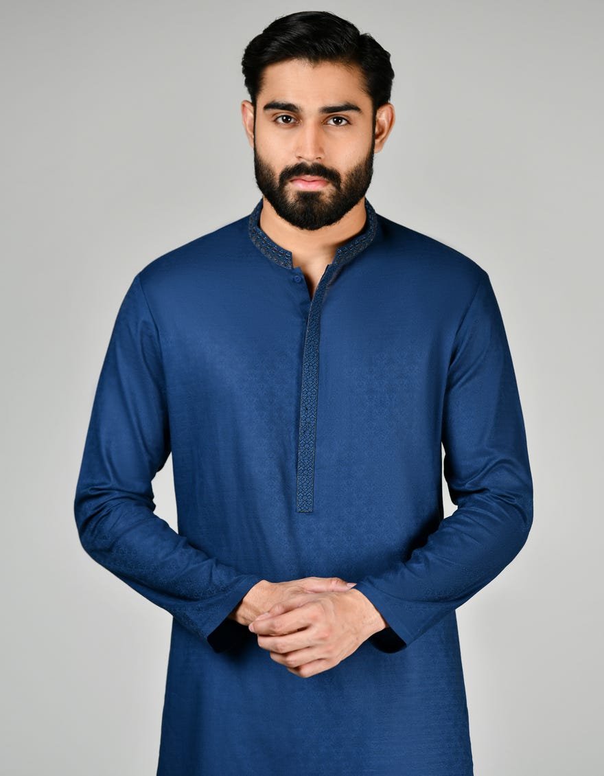 Blue Men's Kurta | Jjk-S-37771