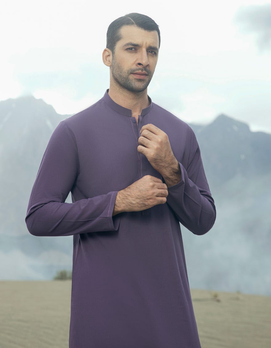Mauve Cotton Men's Kurta | Jjk-A-37779
