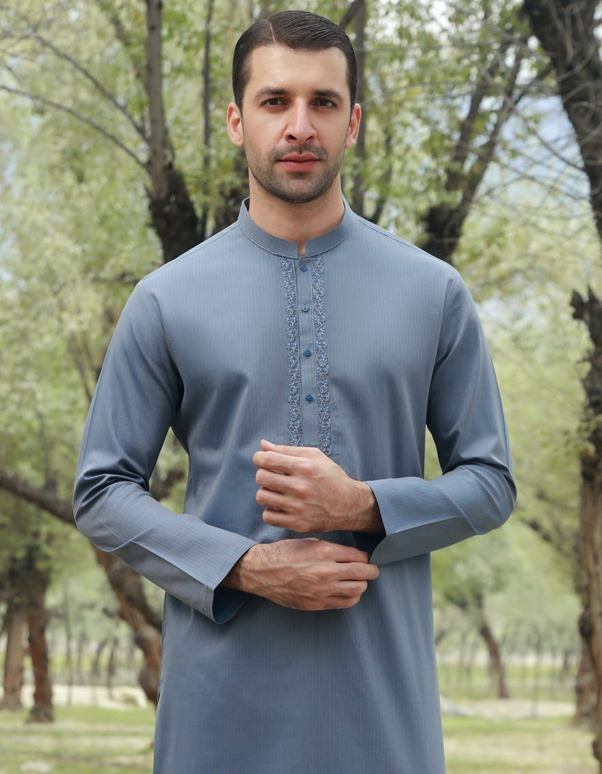 Blue Cotton Men's Kurta | Jjk-A-37786