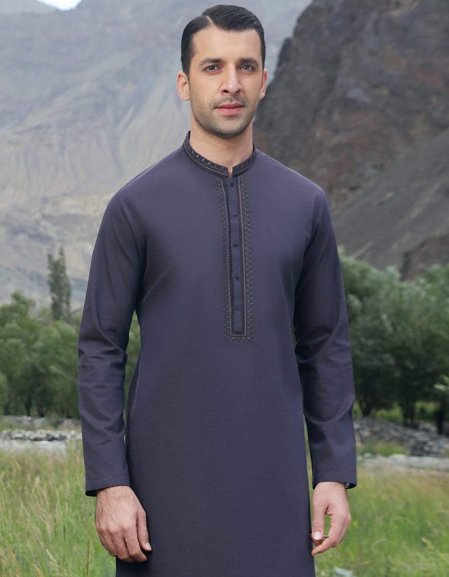 Purple Cotton Men's Kameez Shalwar | Jjks-A-37794