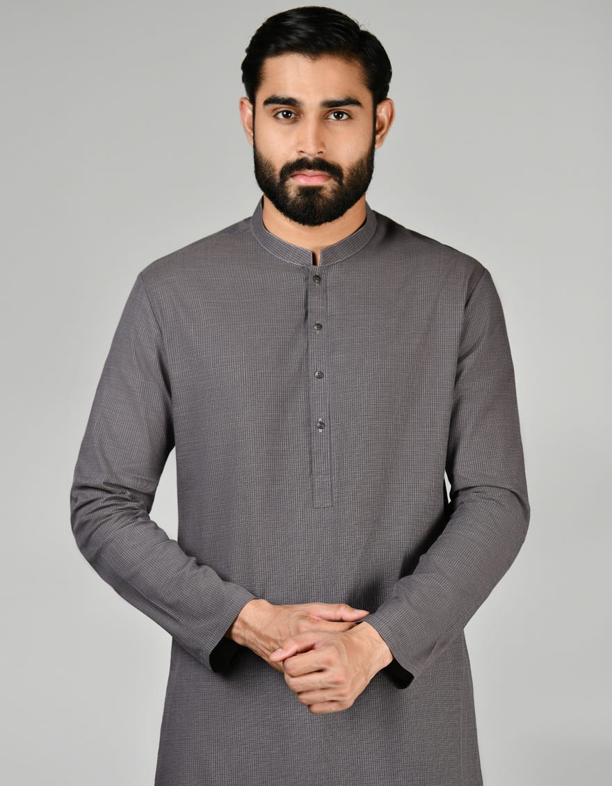 Grey Men's Kurta | Jjk-A-37803