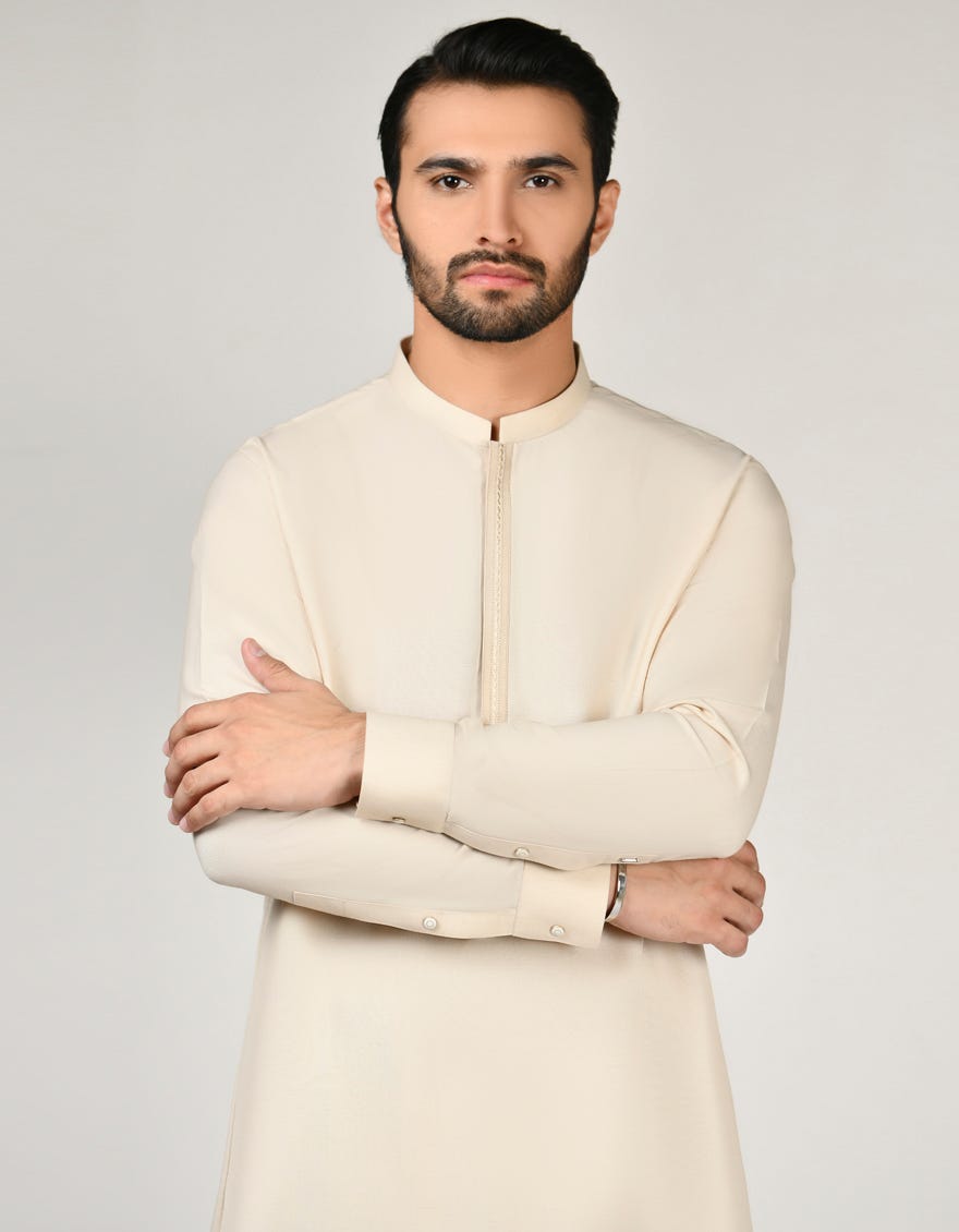 Brown Blended Men's Kameez Shalwar | Jjks-A-37814